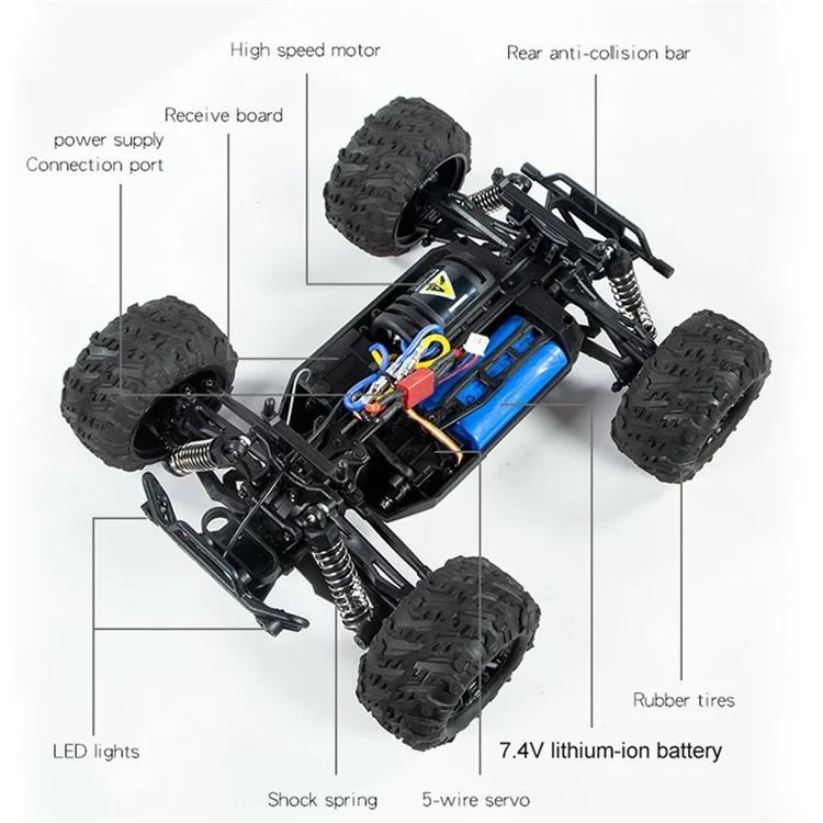 HW8808 1:16 RC High Speed Car Off-Road 4WD Monster Truck Crawler Remote Control Vehicle - Blue