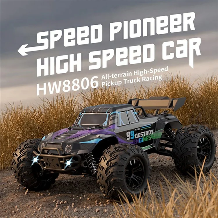 HW8806 1:16 Scale RC Car 4WD High Speed Off-Road Monster Truck Remote Control Vehicle - Black  /  Purple