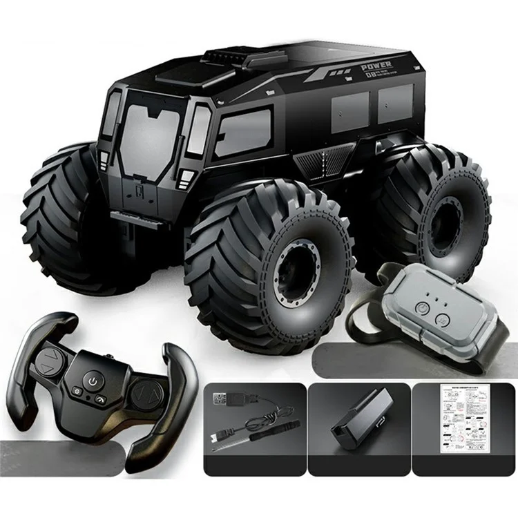 Q210 4WD Climbing Amphibious Off Road Crawler Car Remote Control Toy Vehicle, Single Battery / Dual Controller - Black
