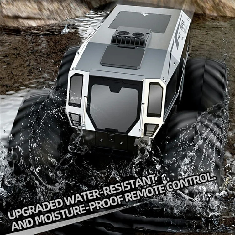 Q210 4WD Climbing Amphibious Off Road Crawler Car Remote Control Toy Vehicle, Dual Battery / Dual Controller - Silver