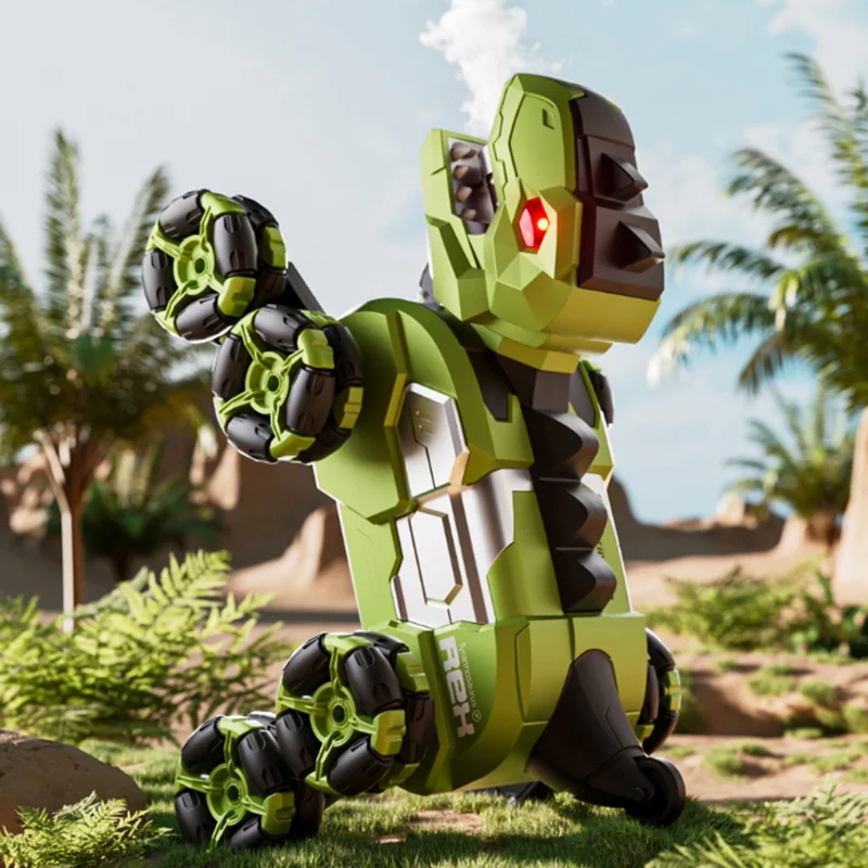 4DRC 4D-Y12 Dinosaur Shape 8 Wheels RC Car Spray Toy for Kids, Single Controller / Single Battery - Yellow