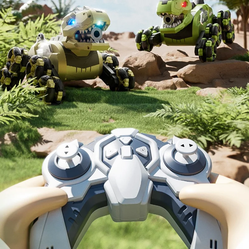 4DRC 4D-Y12 Dinosaur Shape 8 Wheels RC Car Spray Toy for Kids, Single Controller / Single Battery - Yellow