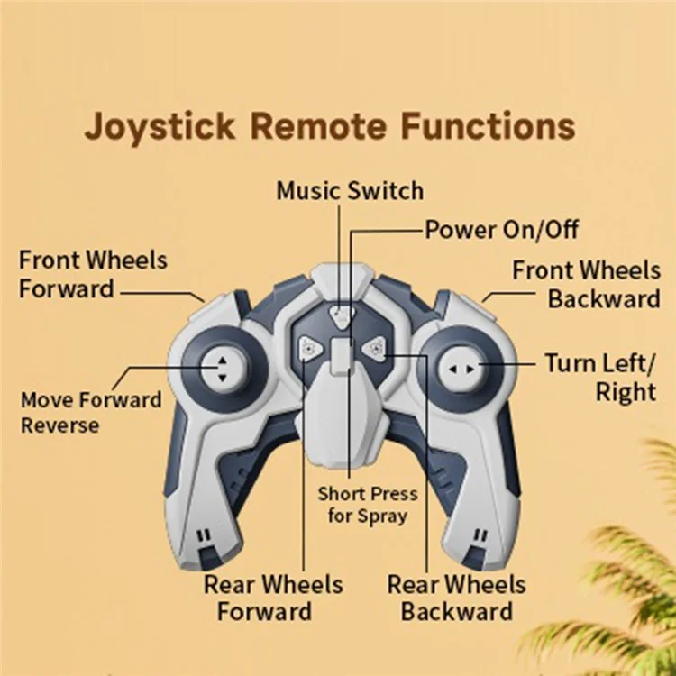 4DRC 4D-Y12 Dinosaur Shape 8 Wheels RC Car Spray Toy for Kids, Single Controller / Dual Battery - Green