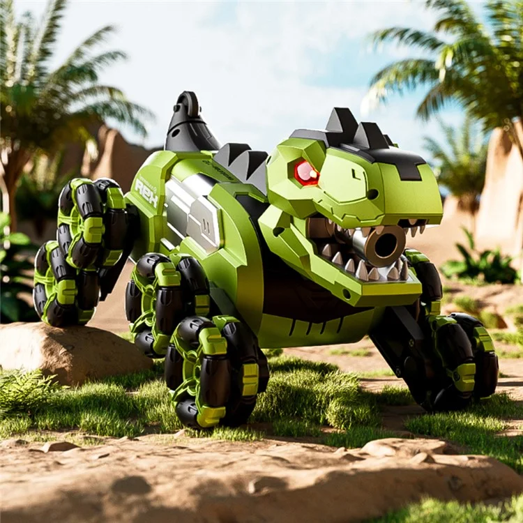 4DRC 4D-Y12 Dinosaur Shape 8 Wheels RC Car Spray Toy for Kids, Single Controller / Dual Battery - Green