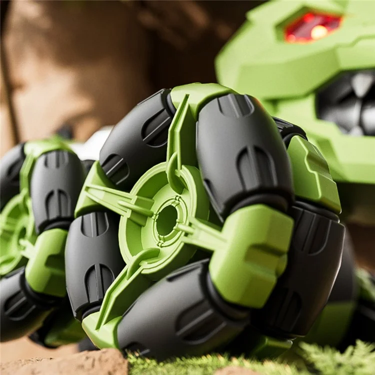 4DRC 4D-Y12 Dinosaur Shape 8 Wheels RC Car Spray Toy for Kids, Single Controller / Dual Battery - Green