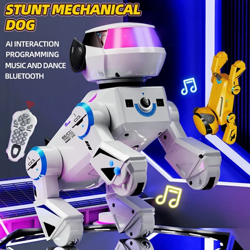 BG1544 AI Programmable RC Robot Dog Toy BT Connected Stunt Music Dancing Electronic Pet Model Toy - Grey