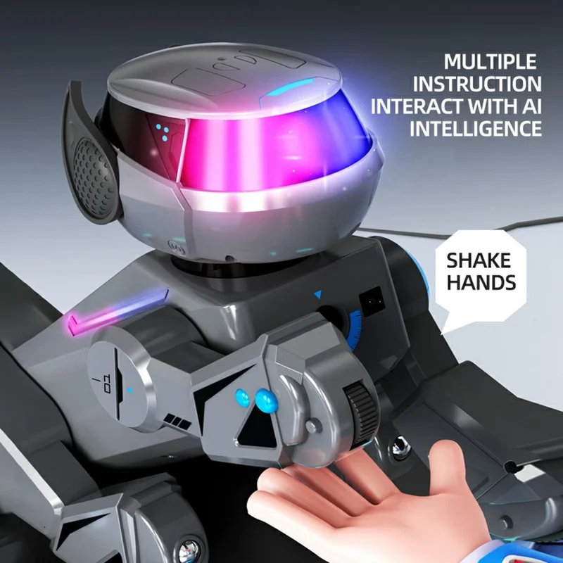 BG1544 AI Programmable RC Robot Dog Toy BT Connected Stunt Music Dancing Electronic Pet Model Toy - Grey