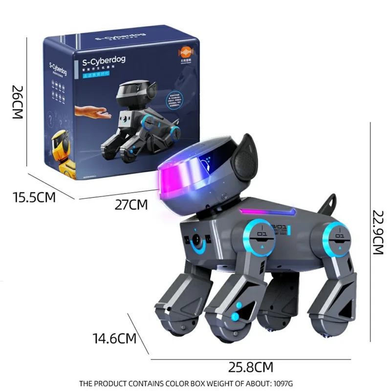 BG1544 AI Programmable RC Robot Dog Toy BT Connected Stunt Music Dancing Electronic Pet Model Toy - Grey
