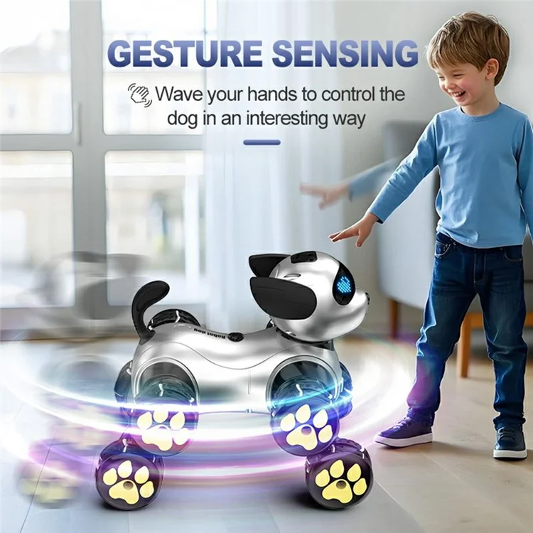 CV-D902 AI Stunt Robot Dog for Kids 8-Wheel Smart Programming RC Pet Dog Mechanical Model Toy - Blue