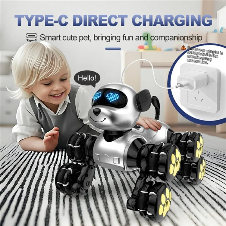 CV-D902 AI Stunt Robot Dog for Kids 8-Wheel Smart Programming RC Pet Dog Mechanical Model Toy - Blue