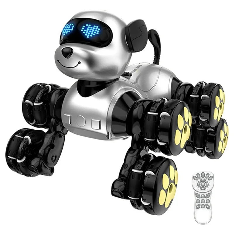 CV-D902 AI Stunt Robot Dog for Kids 8-Wheel Smart Programming RC Pet Dog Mechanical Model Toy - Silver