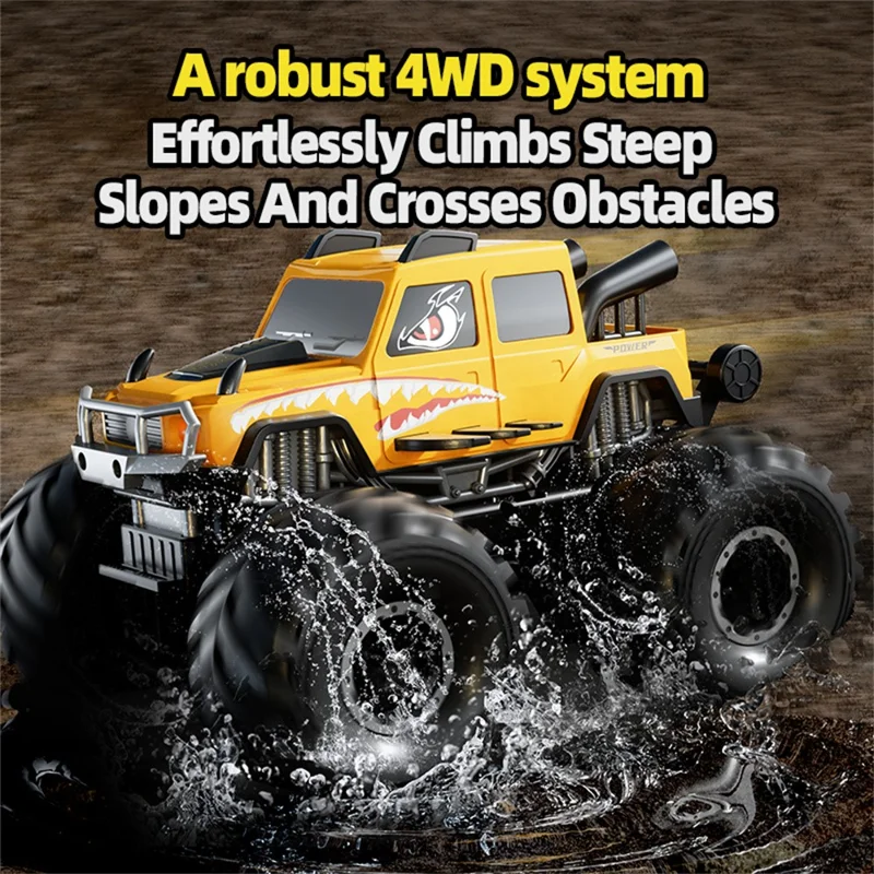 Q215 Vehículo todoterreno anfibio RC de control remoto de un solo monstruo de dibujos animados 4WD - Negro