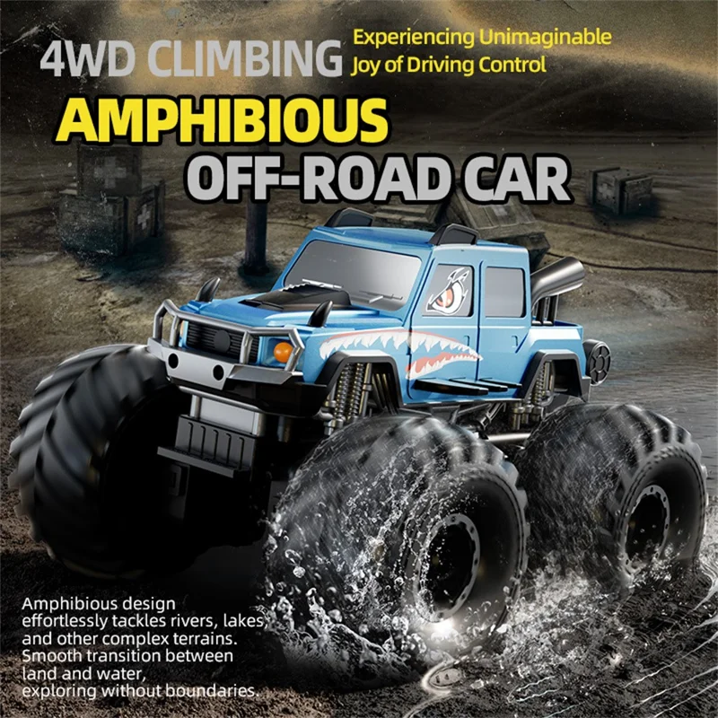 Q215 Dual Control Cartoon Monster RC Car 4WD Off Road Amphibious Crawler Vehicle Remote Control Toy - Pink