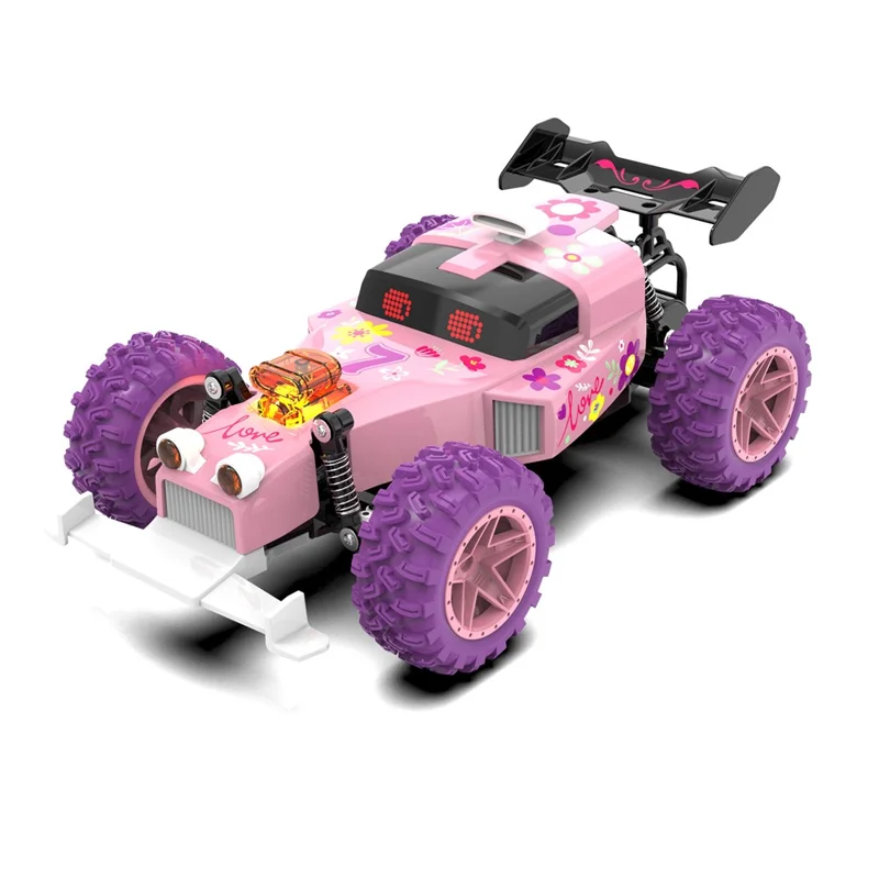 Coche de Carreras Teledirigido Q217 Estilo B 2.4G Todoterreno de Alta Velocidad con Luces LED, Batería Individual - Rosa