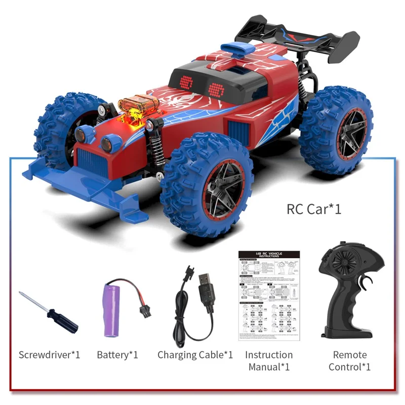 Q217 Style B 2.4G RC Car Remote Control Off Road High Speed Drift Racing Vehicle with LED Light, Single Battery - Red