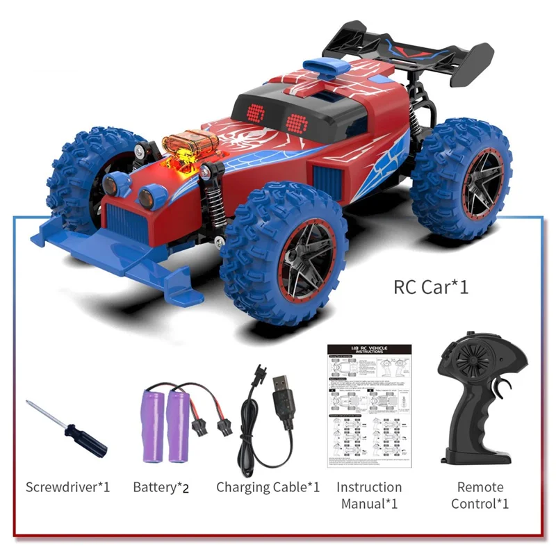 Q217 Style B 2.4G RC Car Remote Control Off Road High Speed Drift Racing Vehicle with LED Light, Dual Battery - Red