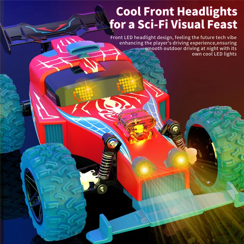Q217 Style B 2.4G RC Car Remote Control Off Road High Speed Drift Racing Vehicle with LED Light, Dual Battery - Red