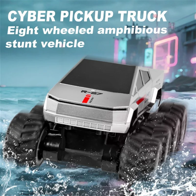 Q218 8WD Amphibious RC Car Waterproof 2.4G Remote Control Off-Road Crawler Vehicle, Dual Battery - Silver