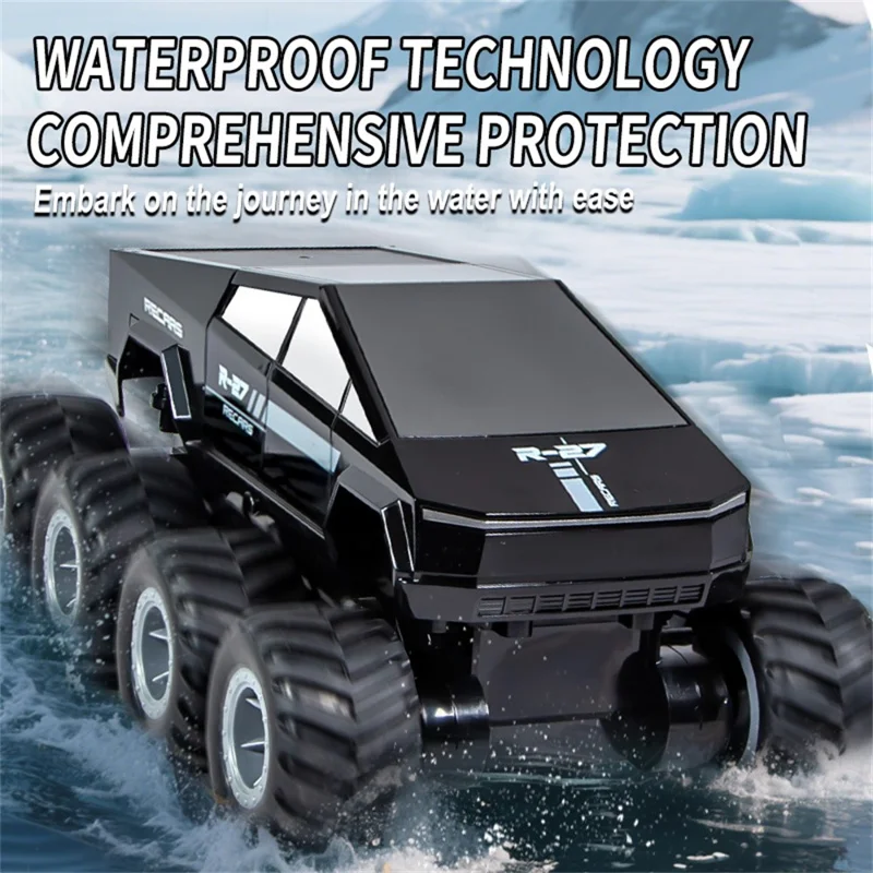 Q218 8WD Amphibious RC Car Waterproof 2.4G Remote Control Off-Road Crawler Vehicle, Dual Battery - Silver
