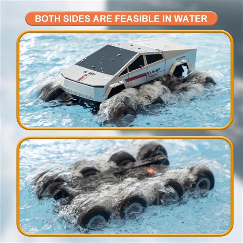 Q218 8WD Amphibious RC Car Waterproof 2.4G Remote Control Off-Road Crawler Vehicle, Dual Battery - Silver