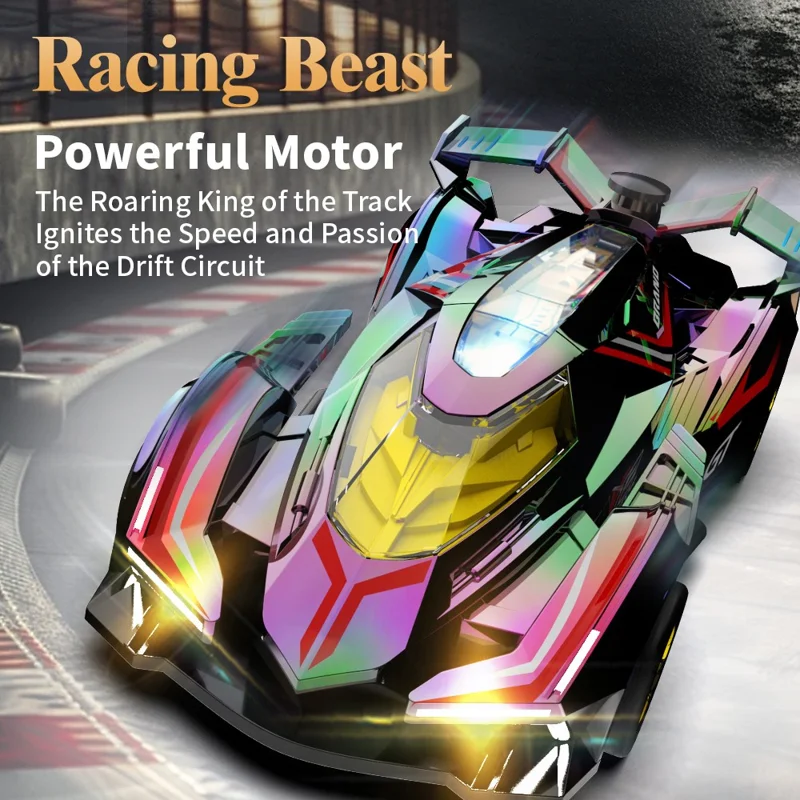 Q219 4WD RC Car Laser Holographic 2.4G Remote Control Drift Racing Vehicle with Spray Mist, Single Battery