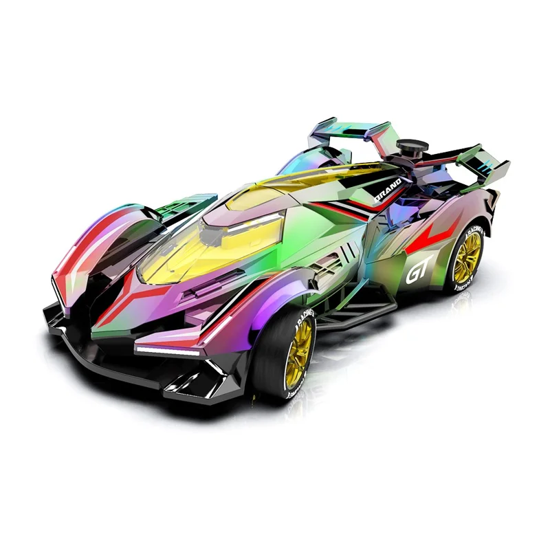 Carro RC Q219 4WD Drift Racing com Controle Remoto 2.4G, Holográfico a Laser, com Spray de Névoa e Bateria Dupla
