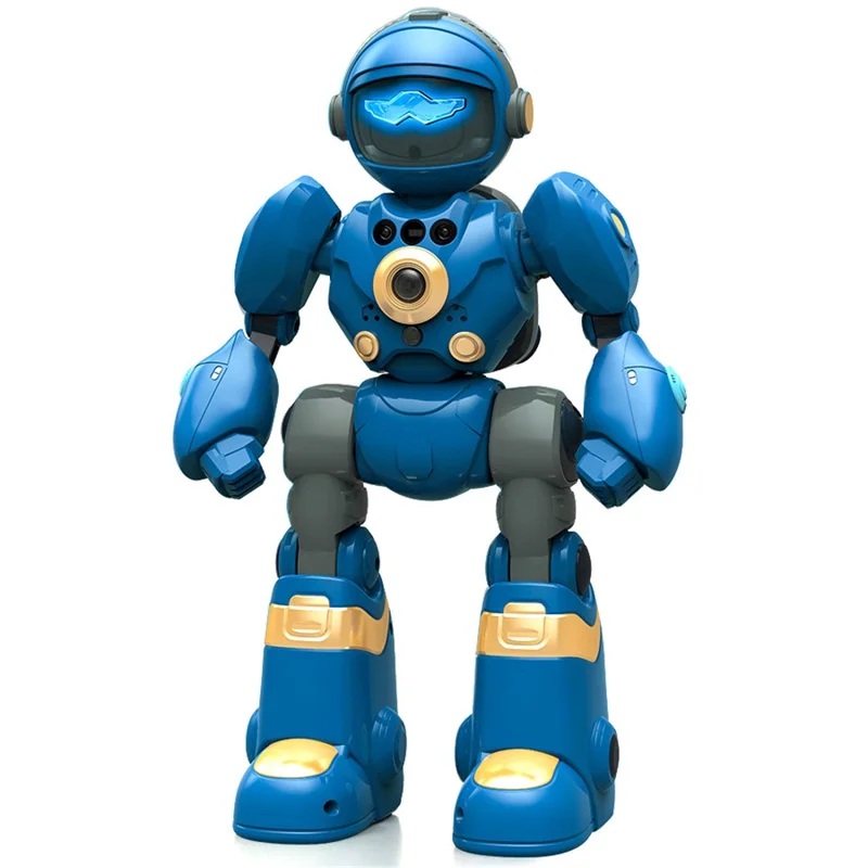 BG1545 Robot Intelligent avec Contrôle Vocal pour Enfants - Télécommande, Programmable, Détection de Gestes, Danse, Lumières et Sons Interactifs - Jouet Éducatif - Bleu