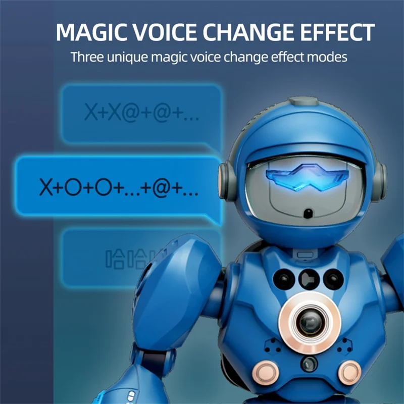 BG1545 Robot Intelligent avec Contrôle Vocal pour Enfants - Télécommande, Programmable, Détection de Gestes, Danse, Lumières et Sons Interactifs - Jouet Éducatif - Bleu