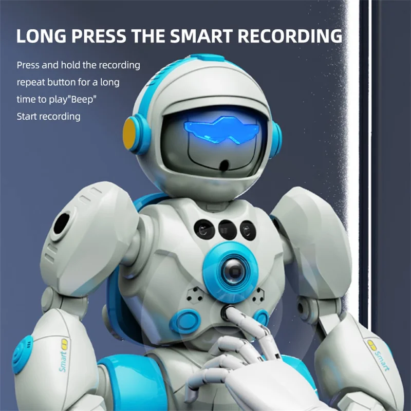 BG1545 Robot Intelligent avec Contrôle Vocal pour Enfants - Télécommande, Programmable, Détection de Gestes, Danse, Lumières et Sons Interactifs - Jouet Éducatif - Bleu