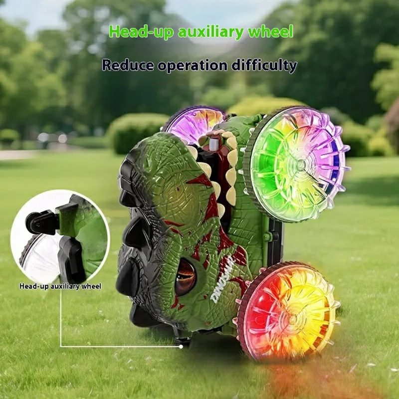 YL-125 Carro Anfíbio de Dinossauro RC 2.4G com Rotação de 360 Graus, Veículo de Acrobacias 4x4 com Borrifador de Água - Verde