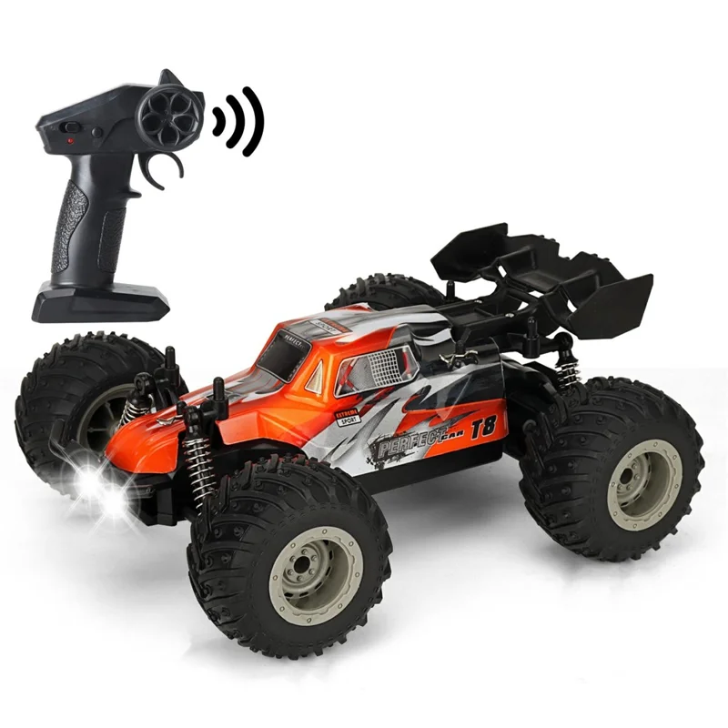 KY-S208B High Speed Drift Remote Control Off-Road Vehicle 1:18 RC Racing Car with LED Headlights - Orange