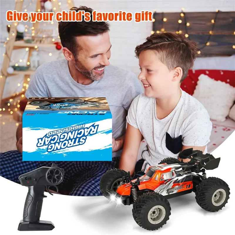 KY-S208B High Speed Drift Remote Control Off-Road Vehicle 1:18 RC Racing Car with LED Headlights - Orange