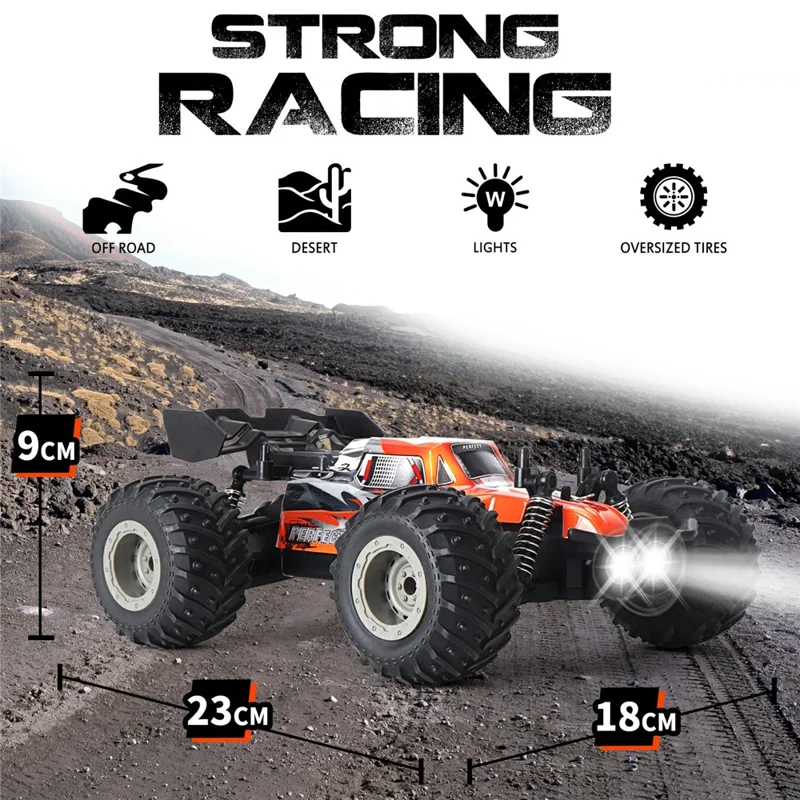 KY-S208B High Speed Drift Remote Control Off-Road Vehicle 1:18 RC Racing Car with LED Headlights - Orange
