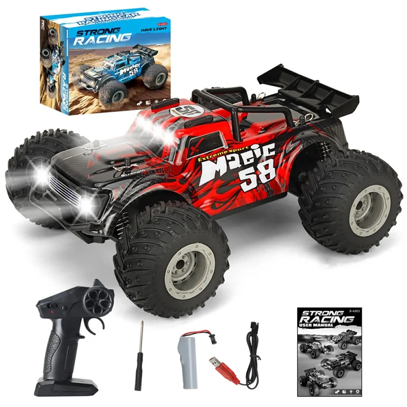 KY-S210B 1:18 RC Car with Front and Roof LED Light Remote Control High Speed Drift Off-Road Vehicle - Red