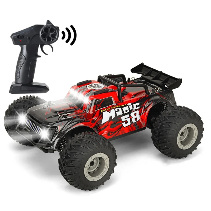 KY-S210B 1:18 RC Car with Front and Roof LED Light Remote Control High Speed Drift Off-Road Vehicle - Red