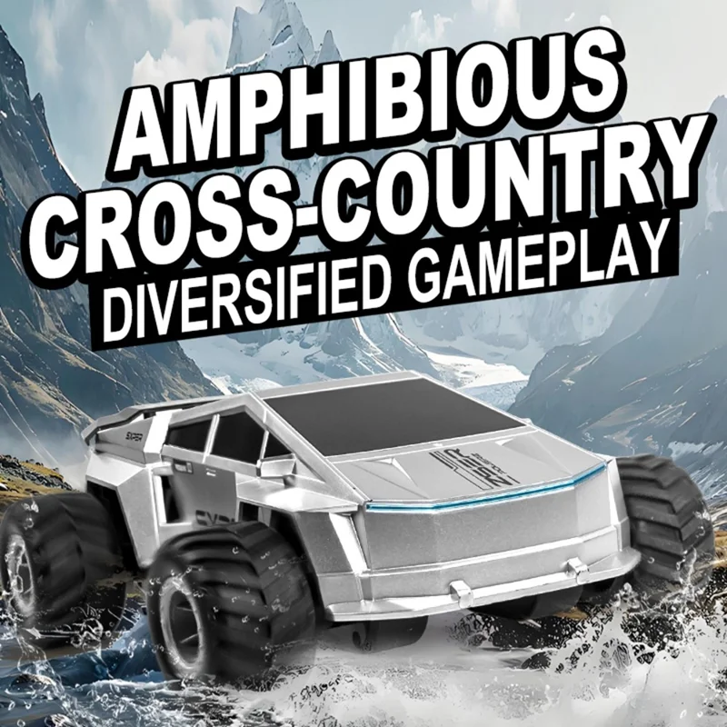 Q212 4WD Amphibious 2.4G RC Car 360 Degree Rotation Off Road Vehicle with Remote Control, 1 Battery - Silver