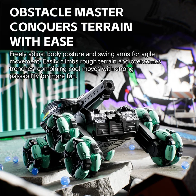 4DRC 4D-Y13 Wassergefechtskanone mit Doppelsteuerung, 6-Rad-Antrieb, RC-Stunt-Panzer, Geschenk für Kinder, mit 2 Akkus – Lila