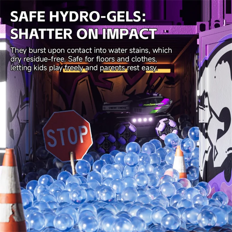 4DRC 4D-Y13 Wassergefechtskanone mit Doppelsteuerung, 6-Rad-Antrieb, RC-Stunt-Panzer, Geschenk für Kinder, mit 2 Akkus – Lila