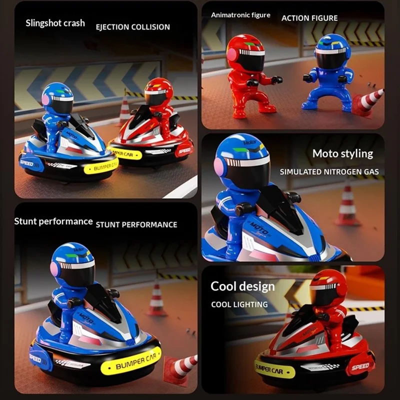 JXH111-429A 2 Pezzi Auto A Scontro Telecomandate 2.4G Gioco Interattivo Auto per Genitori e Figli - Rosso + Blu