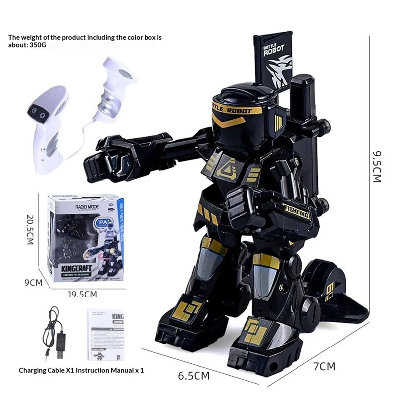 Robot de Combate con Control Remoto 777-615 2.4G, Robot Luchador con Control Sensorial Táctil, Juguete Interactivo - Negro