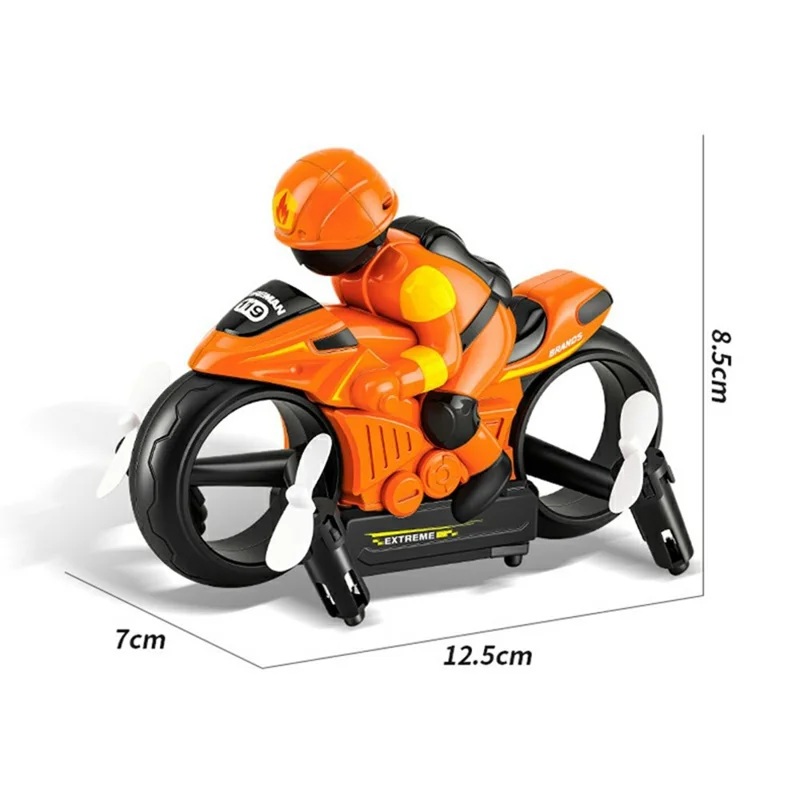 2 in 1 Giocattolo Telecomandato Moto Volante Modalità Terra e Aria 7 Luci LED Colorate Giocattolo Moto Telecomando 2.4G - Blu