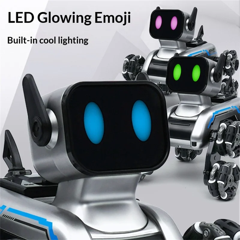 Robot chien stunt à 8 roues avec lumière LED et musique, chien jouet à contrôle à distance avec dérive de pulvérisation pour enfants