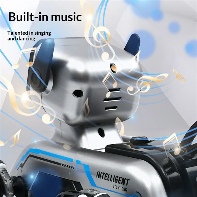 Robot chien stunt à 8 roues avec lumière LED et musique, chien jouet à contrôle à distance avec dérive de pulvérisation pour enfants