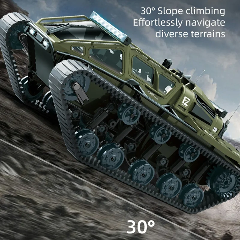 C8812 RC Tracked Tank Car 2.4G Remote Control 360 Degree Rotation 13 Light Modes Remote Control Stunt Car Toy - Desert Yellow