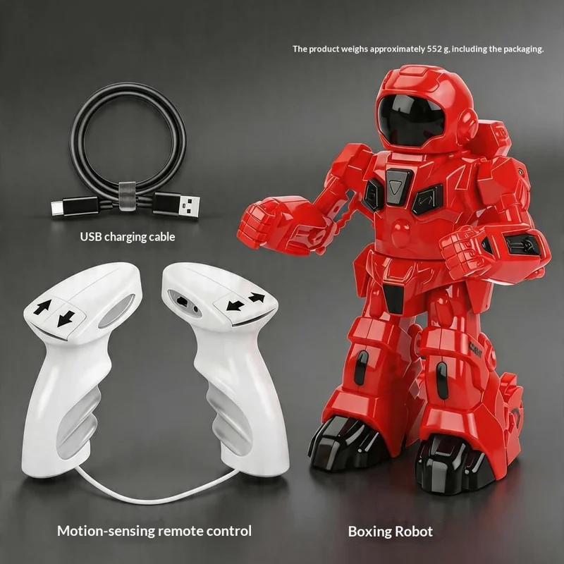 777-625 2.4G Dual Battle System Motion-Sensing Remote Control Boxing RC Robot Toy Interactive Fighting Robot for Kids 8+ - Red