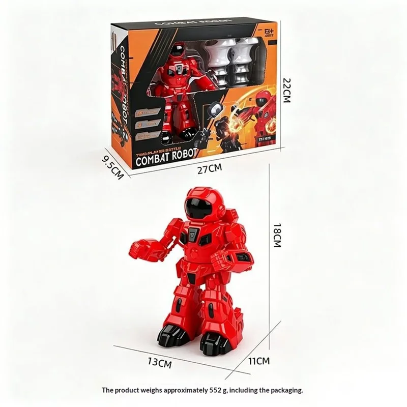 777-625 2.4G Dual Battle System Motion-Sensing Remote Control Boxing RC Robot Toy Interactive Fighting Robot for Kids 8+ - Red