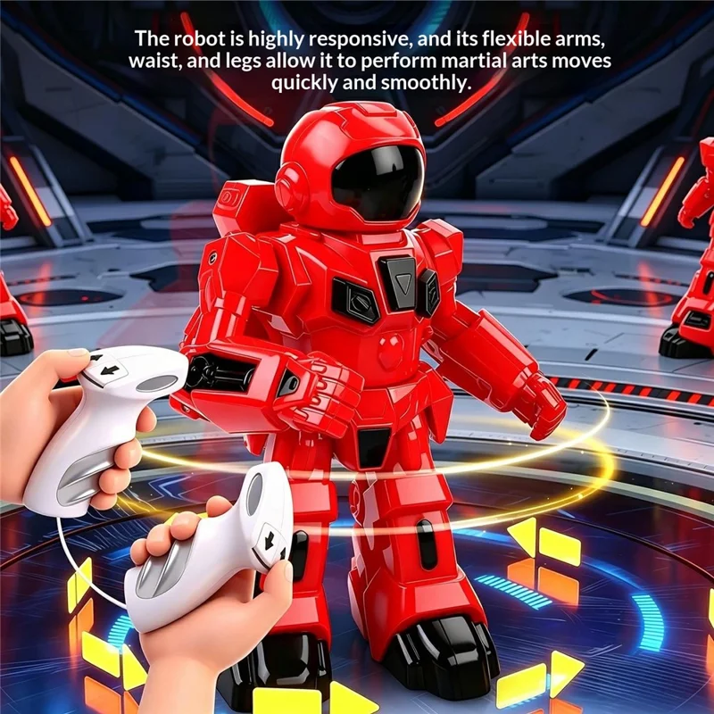 777-625 2.4G Dual Battle System Motion-Sensing Remote Control Boxing RC Robot Toy Interactive Fighting Robot for Kids 8+ - Red