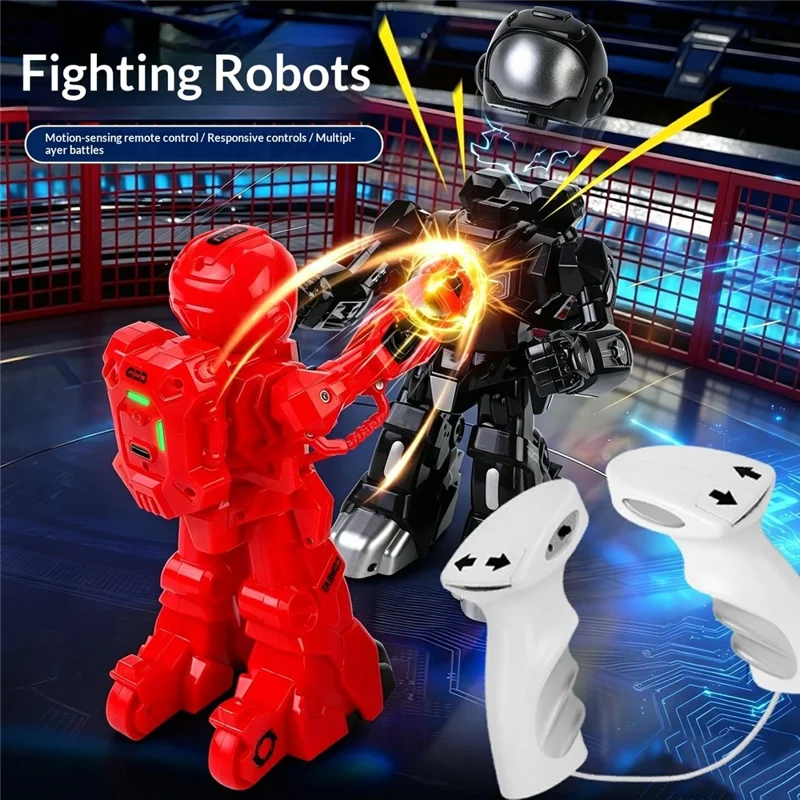 777-625 2.4G Dual Battle System Motion-Sensing Remote Control Boxing RC Robot Toy Interactive Fighting Robot for Kids 8+ - Red