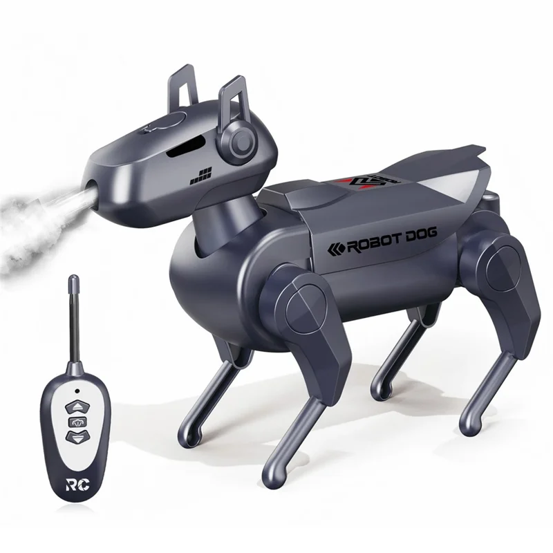 1028K-1 Kids Remote Control Spray Robot Dog Electronic Walking Mechanical Pet Toy With LED Light - Black