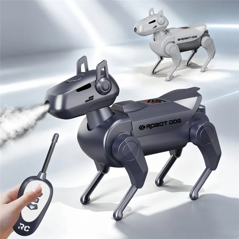 1028K-1 Kids Remote Control Spray Robot Dog Electronic Walking Mechanical Pet Toy With LED Light - Black